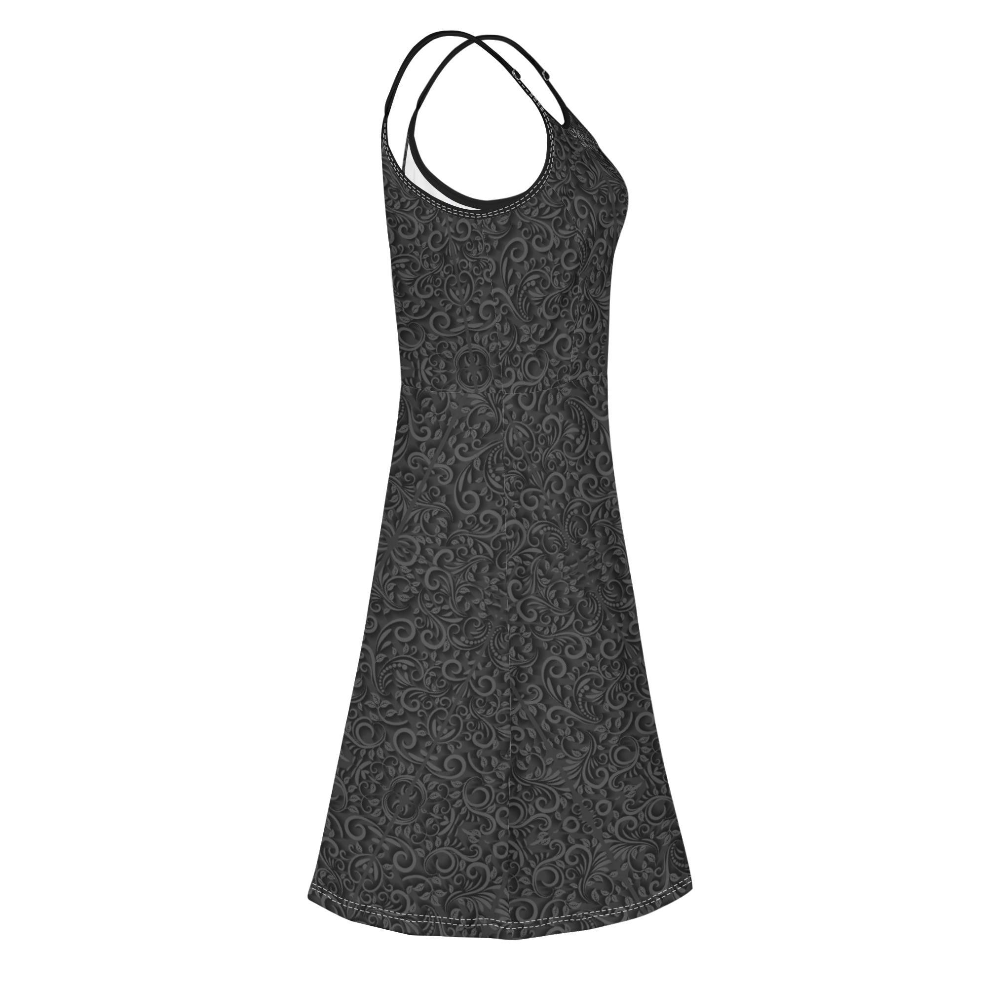 Women's Lounge Sleeveless Adjustable Spaghetti Strap Short Swing Dress - MES...Where