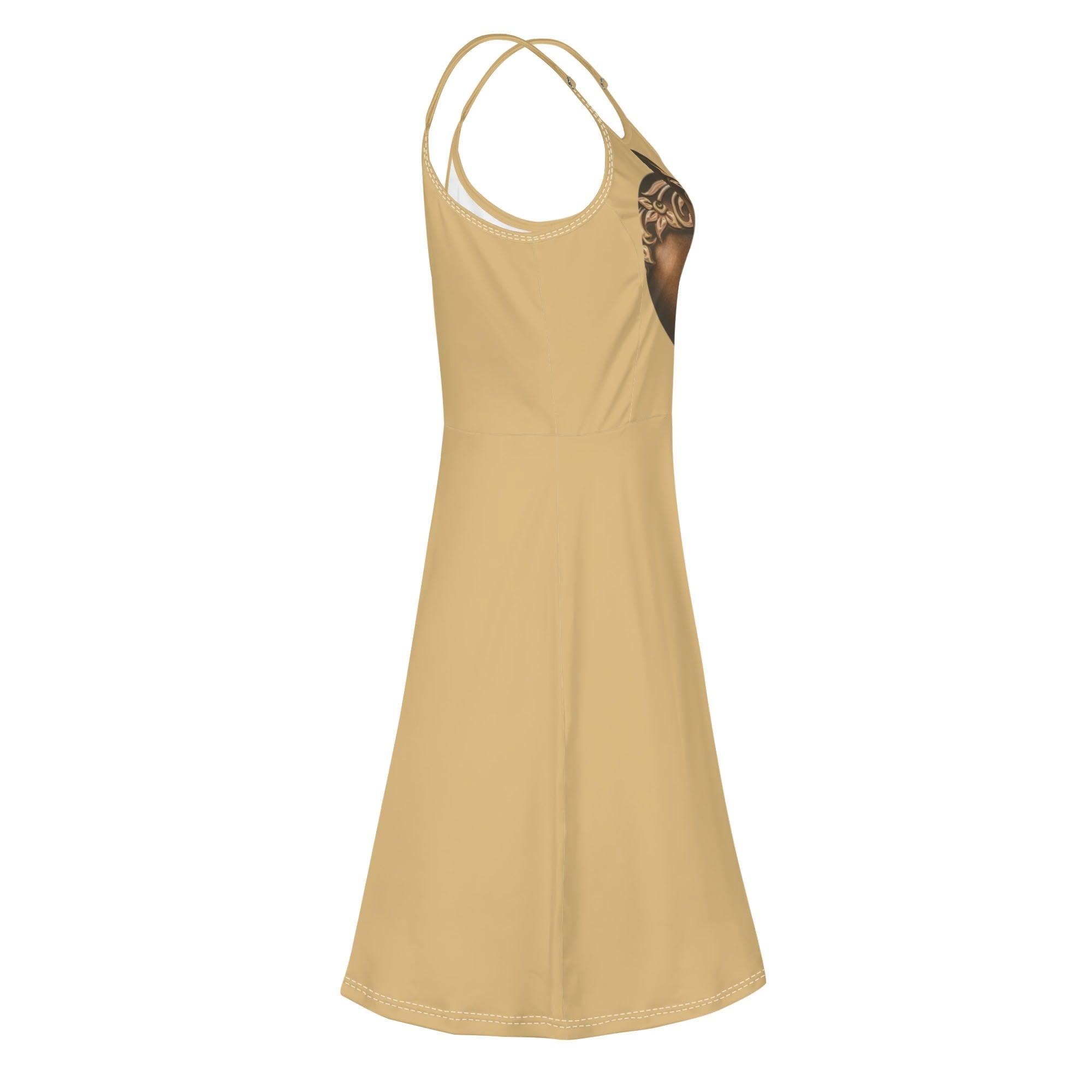 Women's Lounge Sleeveless Adjustable Spaghetti Strap Short Swing Dress - MES...Where