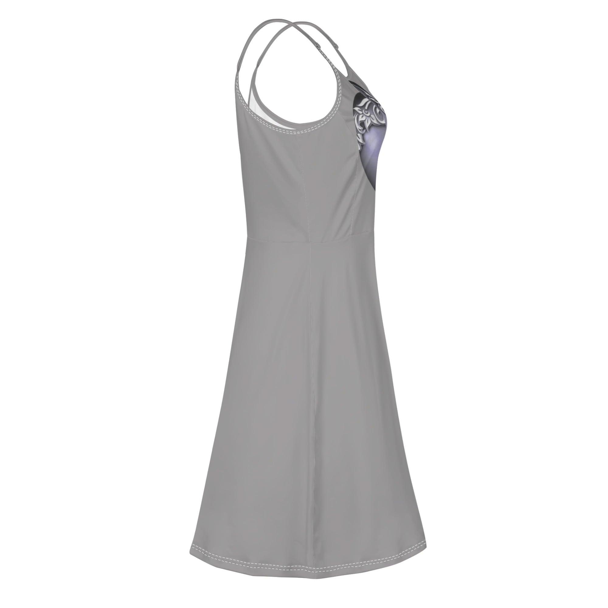 Women's Lounge Sleeveless Adjustable Spaghetti Strap Short Swing Dress - MES...Where