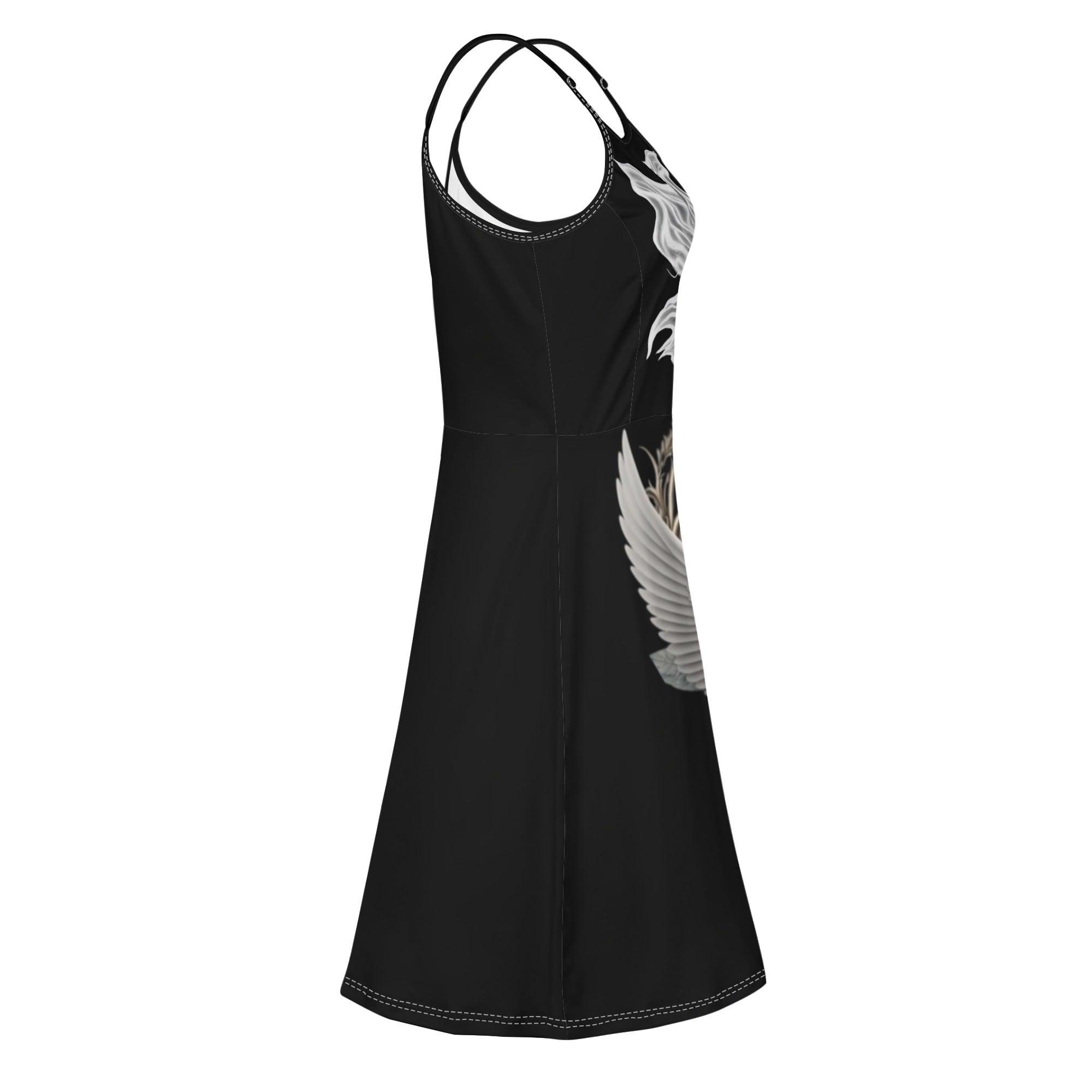 Women's Lounge Sleeveless Adjustable Spaghetti Strap Short Swing Dress - MES...Where