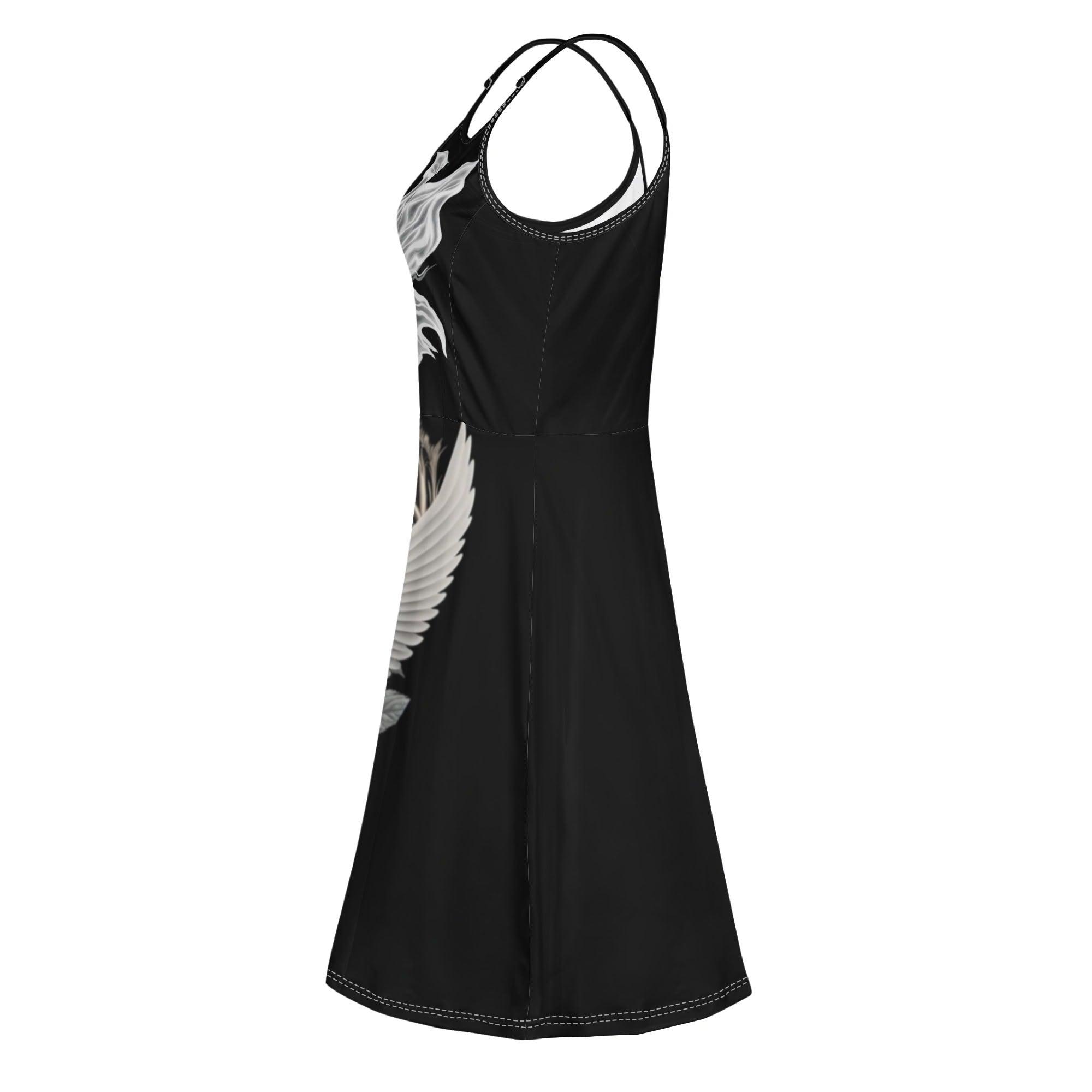 Women's Lounge Sleeveless Adjustable Spaghetti Strap Short Swing Dress - MES...Where