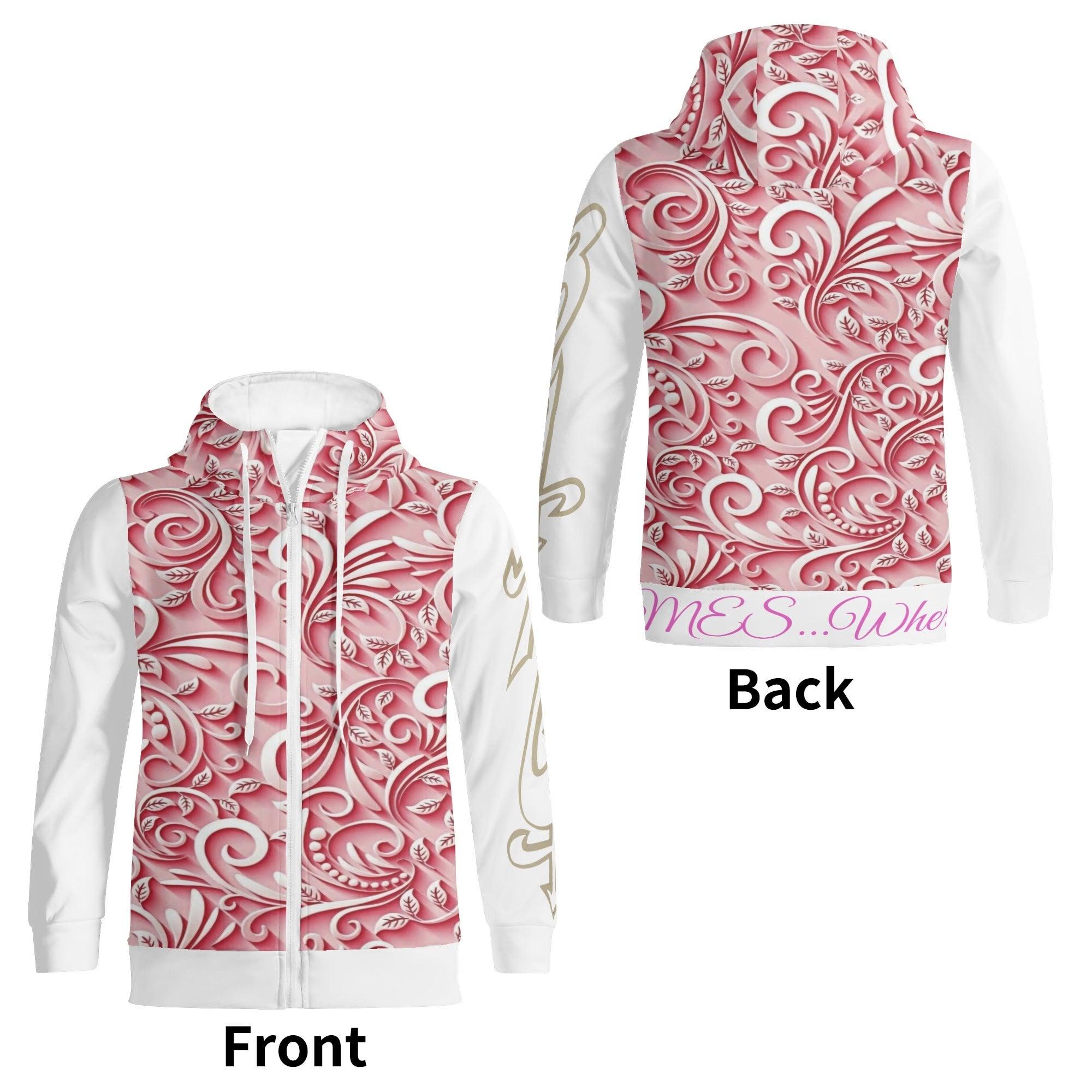 Women's Print All Over Full Zip Turtleneck Hoodie Streetwear - MES...Where