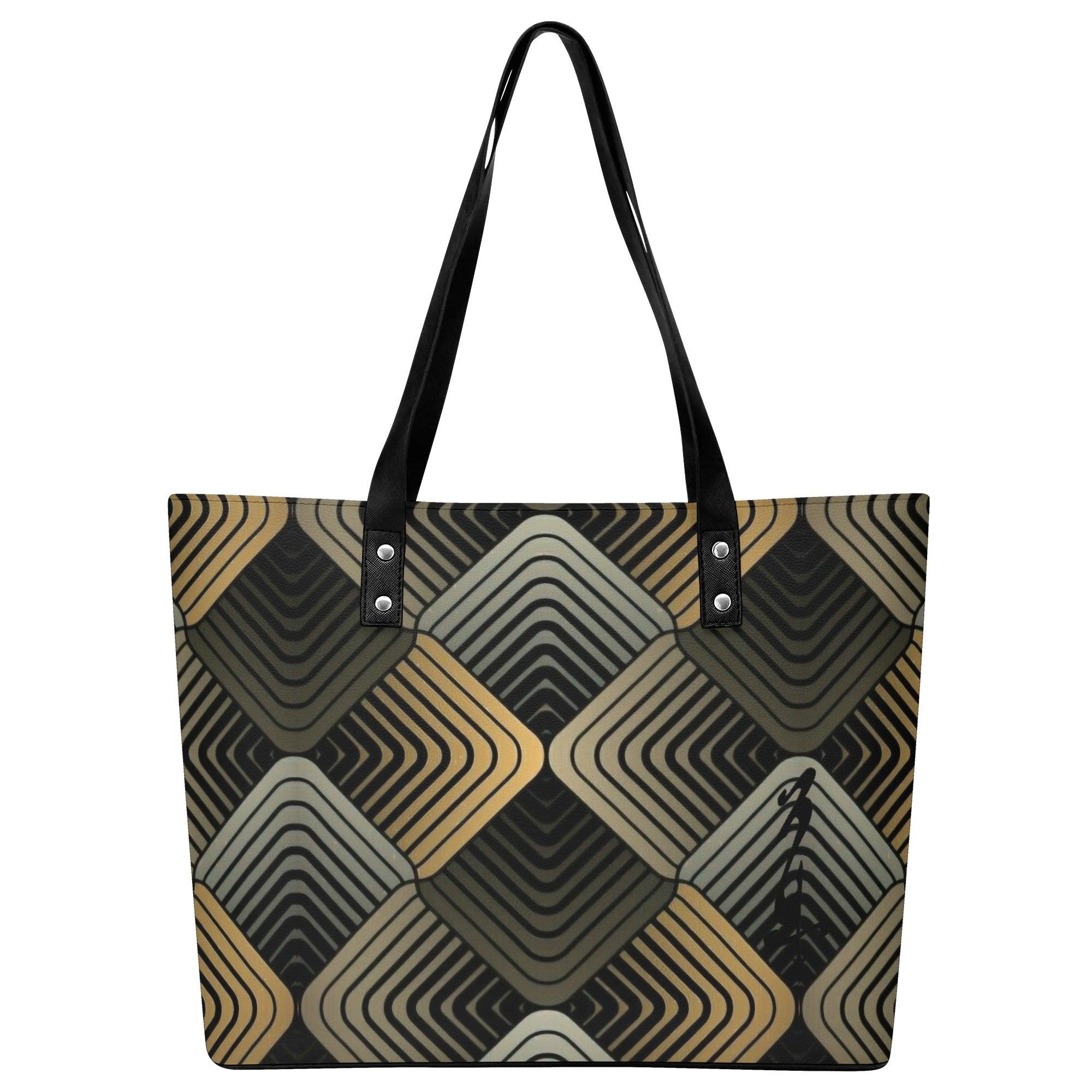 Women's Leather Tote Bag with Front Zipper Pocket - MES...Where