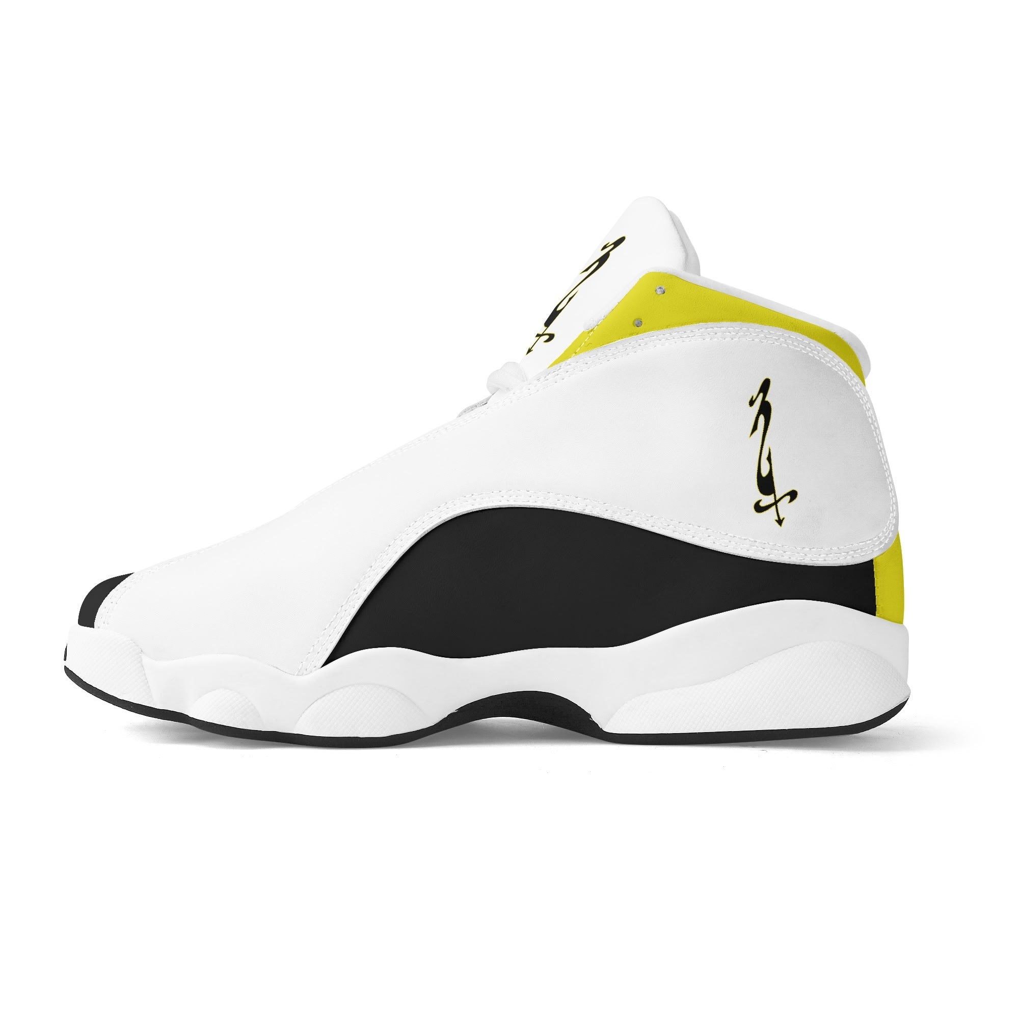 Mens White Black Outsole PU Leather Basketball Shoes - MES...Where