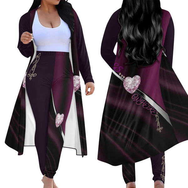 Women's Long Sleeve Cardigan and Leggings 2pcs