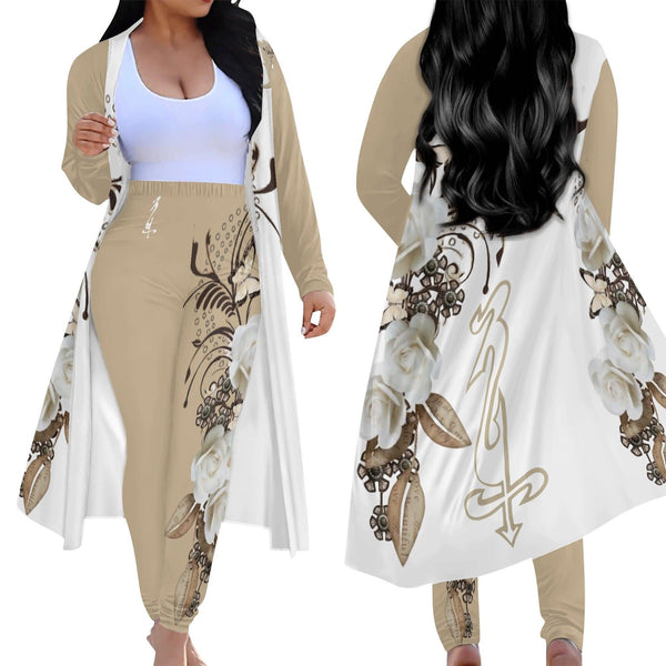 Women's Long Sleeve Cardigan and Leggings 2pcs