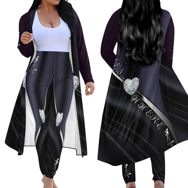Women's Long Sleeve Cardigan and Leggings 2pcs