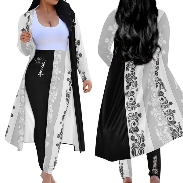 Women's Long Sleeve Cardigan and Leggings 2pcs