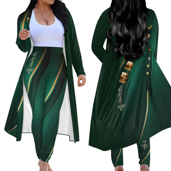 Women's Long Sleeve Cardigan and Leggings 2pcs
