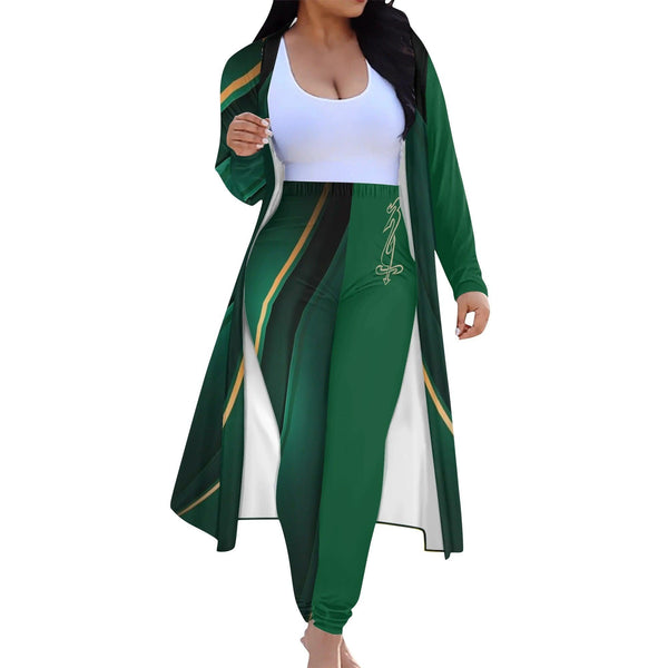 Women's Long Sleeve Cardigan and Leggings 2pcs