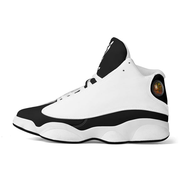 Men's Shoes White Black Outsole PU Leather Basketball Shoe