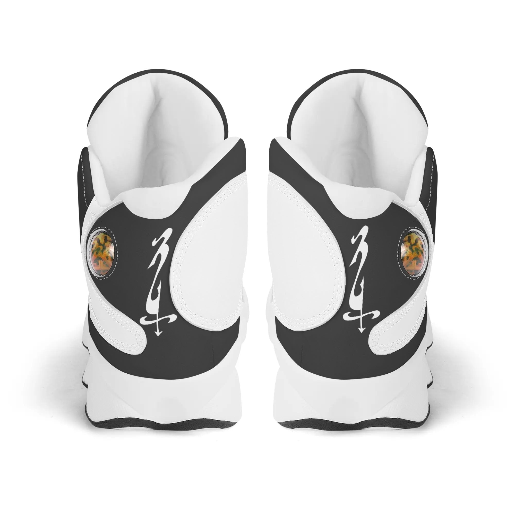Men's Shoes White Black Outsole PU Leather Basketball Shoe