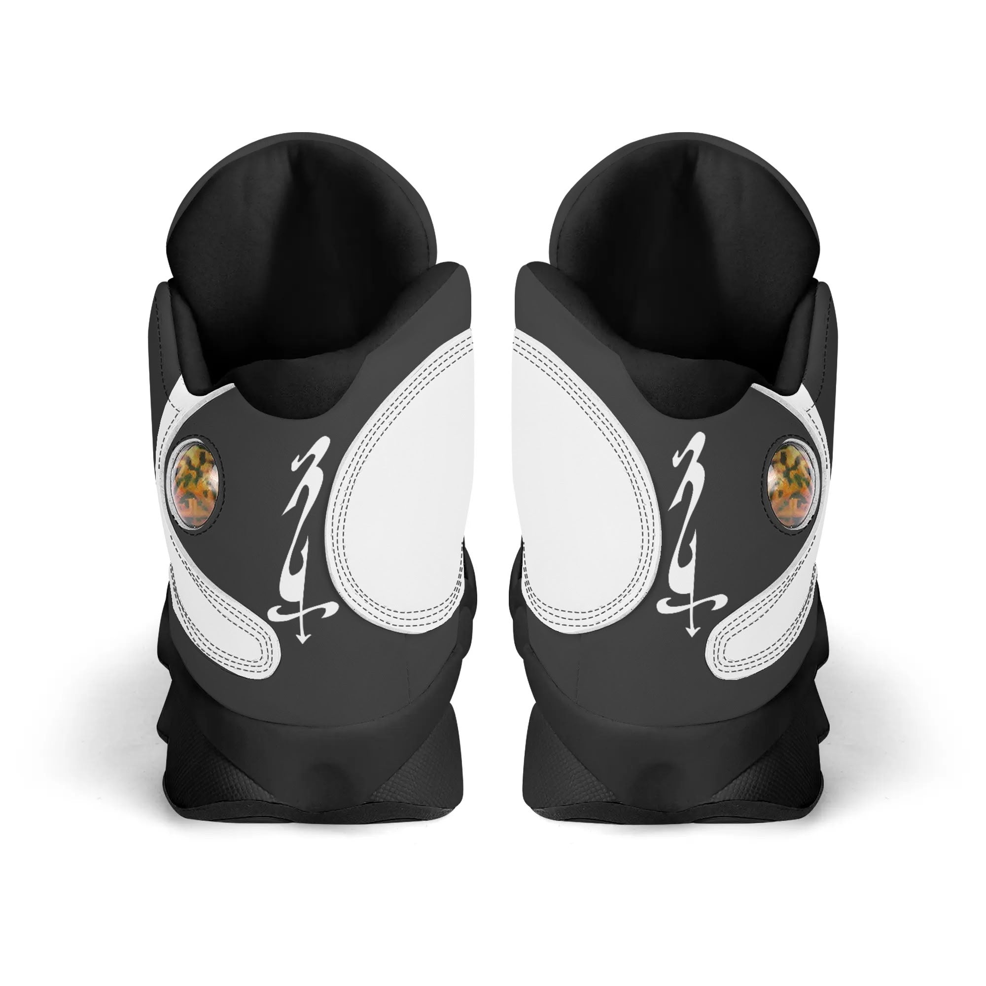 Men's Shoes White Black Outsole PU Leather Basketball Shoe