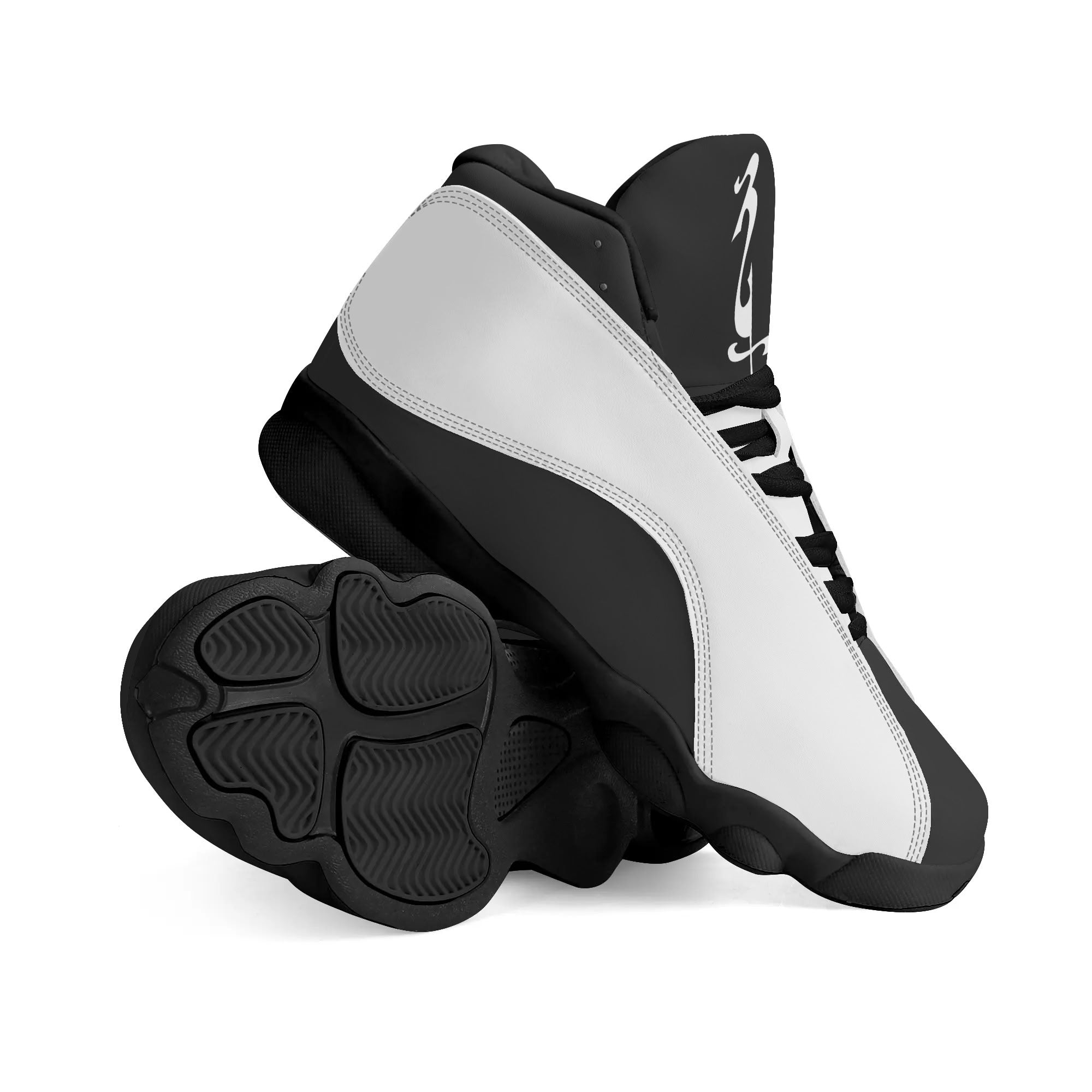 Men's Shoes White Black Outsole PU Leather Basketball Shoe