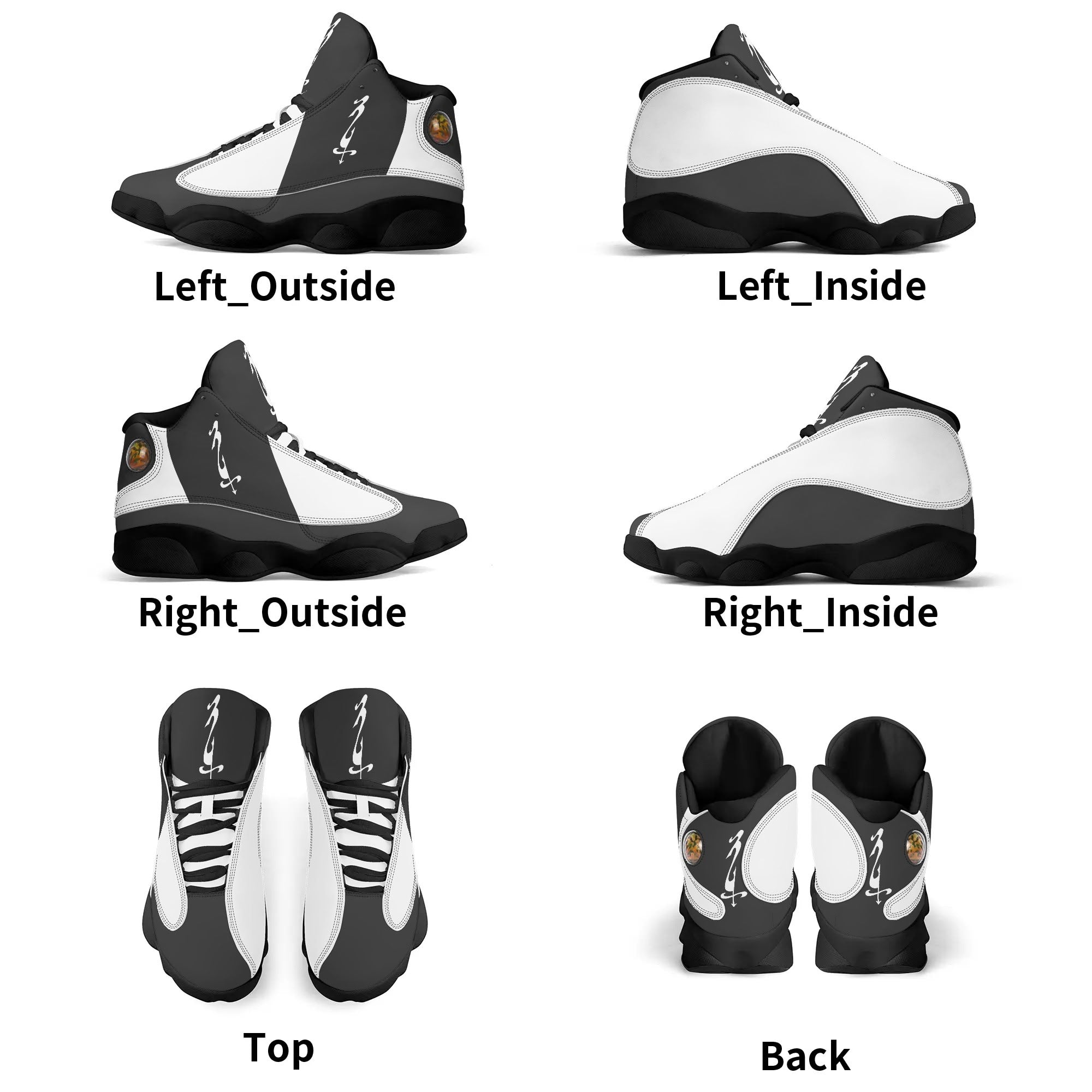 Men's Shoes White Black Outsole PU Leather Basketball Shoe