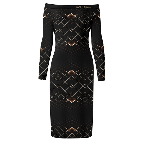 Women's Off The Shoulder Long Sleeve Elegant Wrap Dress