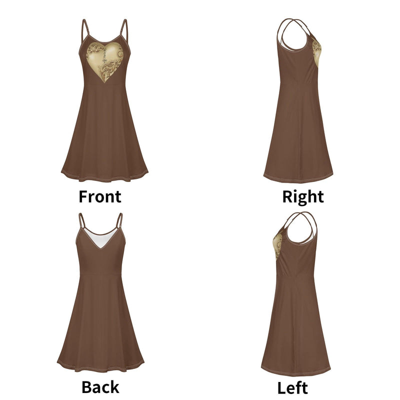 Women's Lounge Sleeveless Adjustable Spaghetti Strap Short Swing Dress