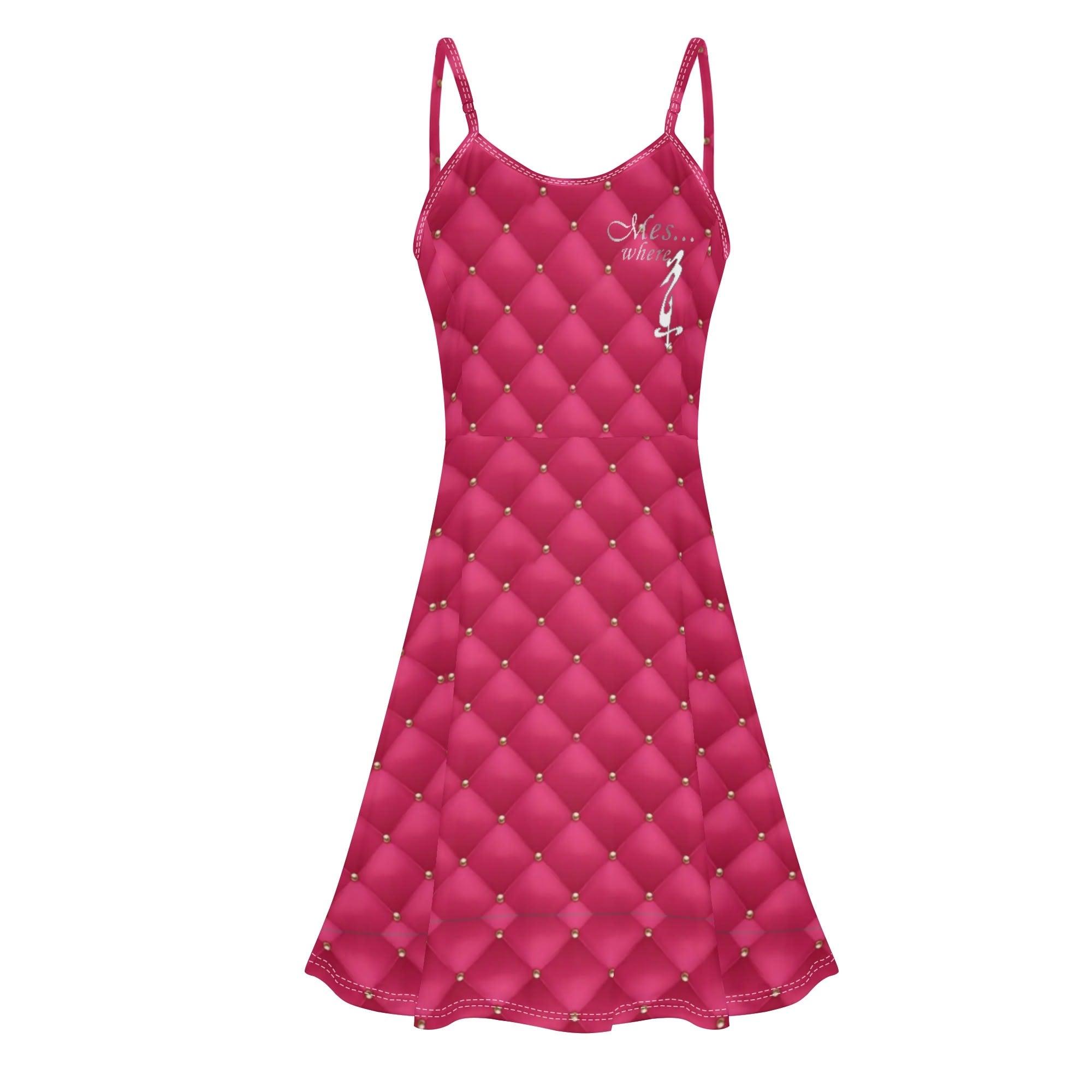 Women's Lounge Sleeveless Adjustable Spaghetti Strap Short Swing Dress - MES...Where