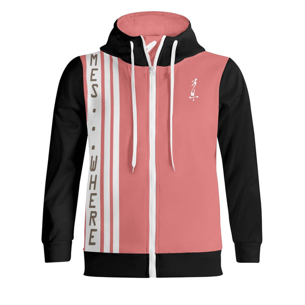 Women's Print All Over Full Zip Turtleneck Hoodie Streetwear