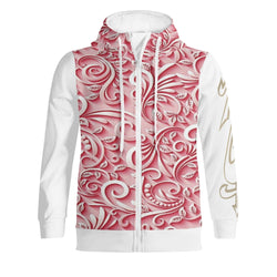 Women's Print All Over Full Zip Turtleneck Hoodie Streetwear