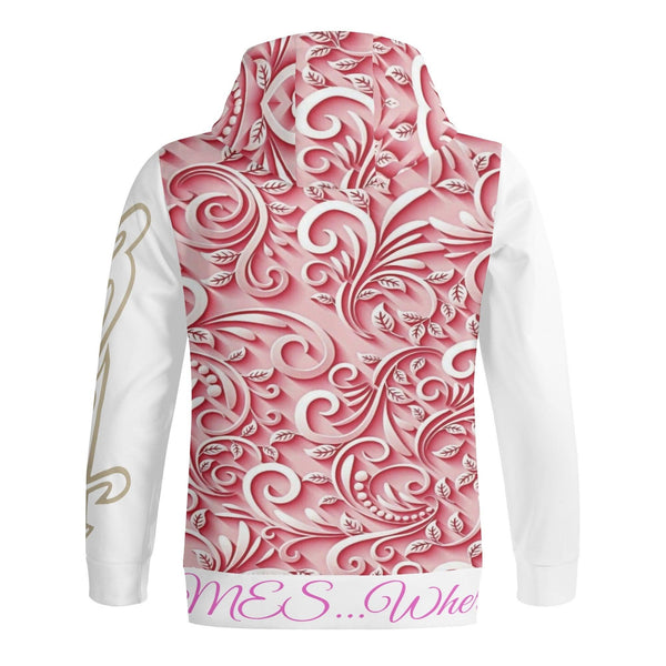 Women's Print All Over Full Zip Turtleneck Hoodie Streetwear