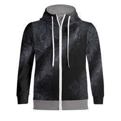 Unisex Men's/Women's Print All Over Full Zip Turtleneck Hoodie Streetwear