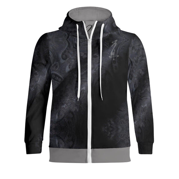 Unisex Men's/Women's Print All Over Full Zip Turtleneck Hoodie Streetwear
