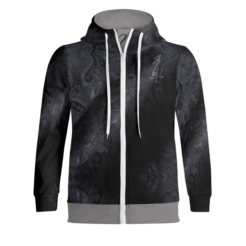 Unisex Men's/Women's Print All Over Full Zip Turtleneck Hoodie Streetwear
