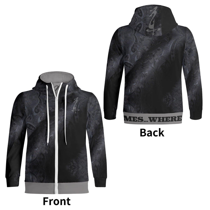 Unisex Men's/Women's Print All Over Full Zip Turtleneck Hoodie Streetwear