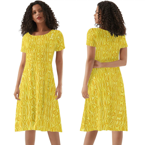 Women's Short Sleeve Ruffle Dress