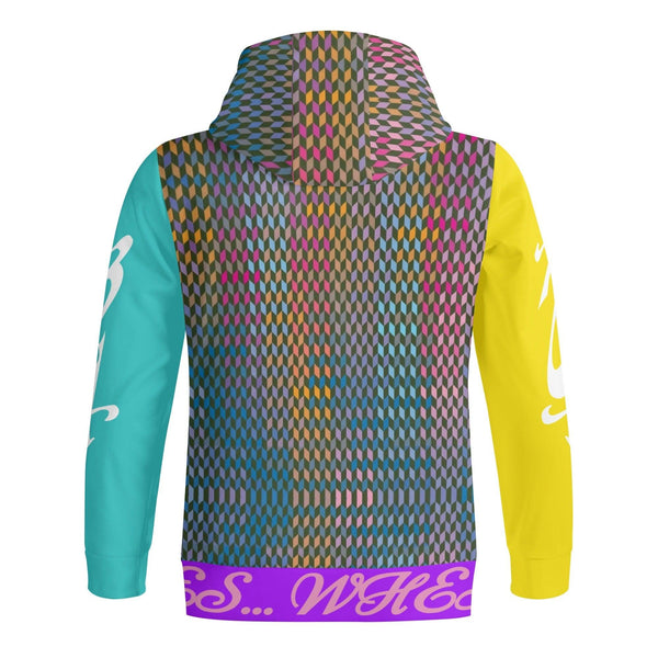 Women's Print All Over Full Zip Turtleneck Hoodie Streetwear