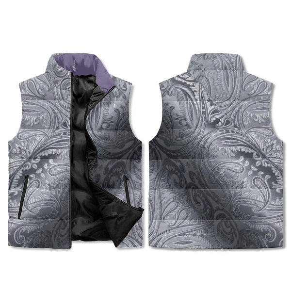 Women's Unisex Lightweight All Over Printing Stand Collar Zip Up Puffer Vest