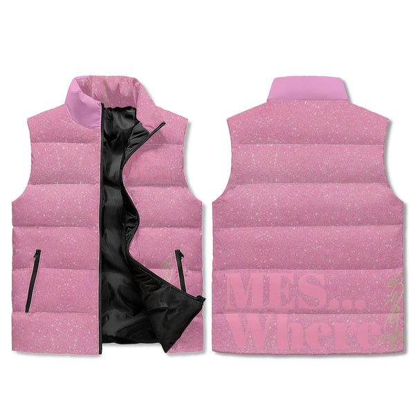 Women's Unisex Lightweight All Over Printing Stand Collar Zip Up Puffer Vest