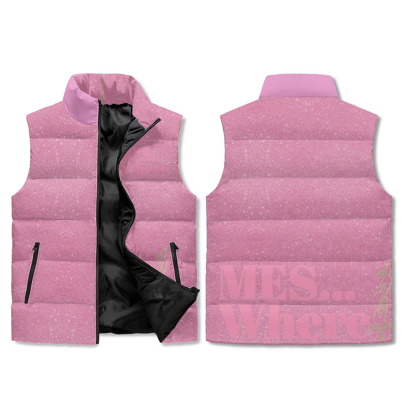 Women's Unisex Lightweight All Over Printing Stand Collar Zip Up Puffer Vest