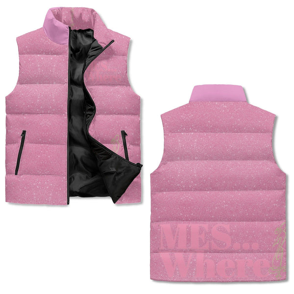 Women's Unisex Lightweight All Over Printing Stand Collar Zip Up Puffer Vest