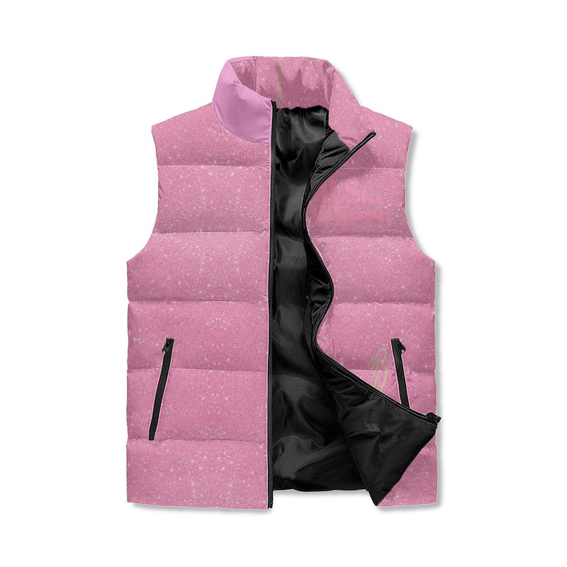 Women's Unisex Lightweight All Over Printing Stand Collar Zip Up Puffer Vest