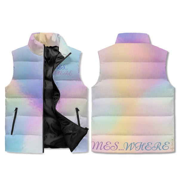 Women's Unisex Lightweight All Over Printing Stand Collar Zip Up Puffer Vest