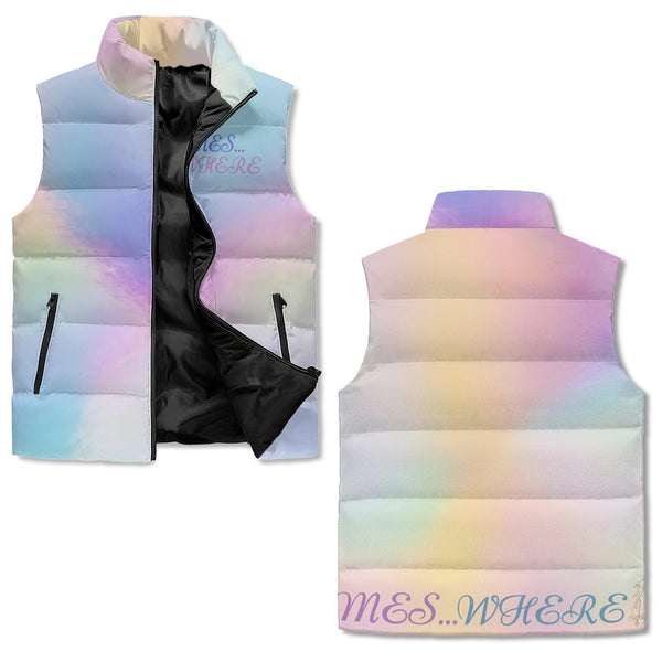 Women's Unisex Lightweight All Over Printing Stand Collar Zip Up Puffer Vest