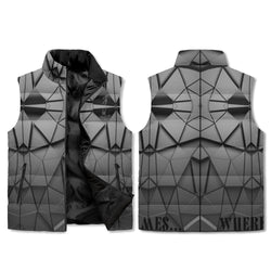Men's Unisex Lightweight All Over Printing Stand Collar Zip Up Puffer Vest
