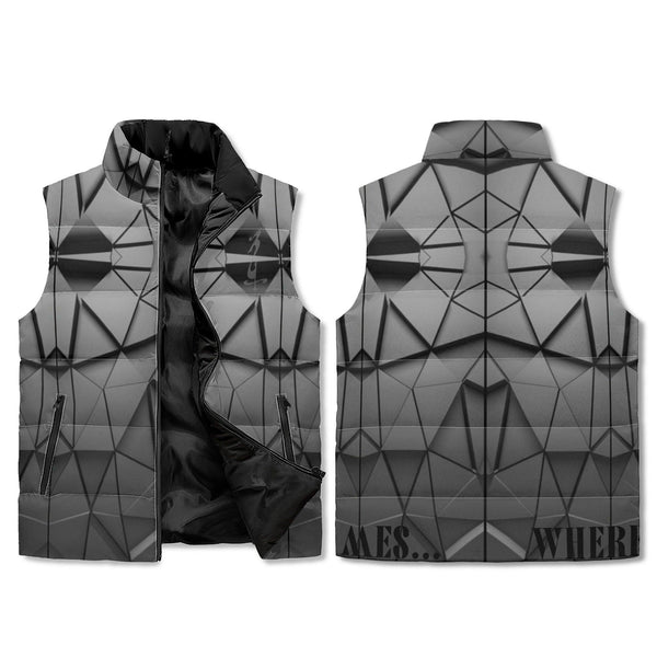 Men's Unisex Lightweight All Over Printing Stand Collar Zip Up Puffer Vest