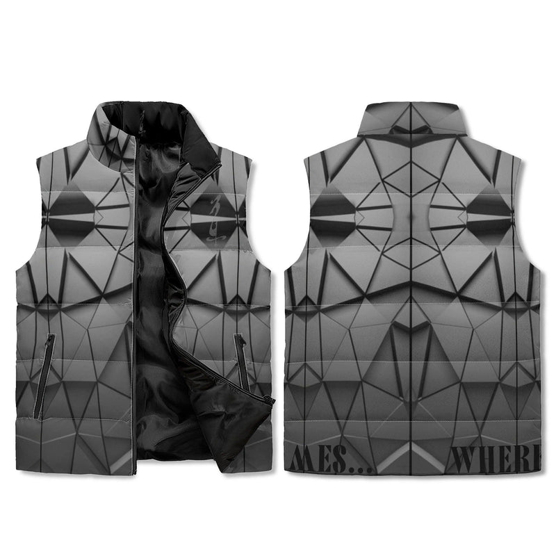 Men's Unisex Lightweight All Over Printing Stand Collar Zip Up Puffer Vest