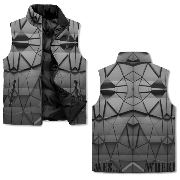 Men's Unisex Lightweight All Over Printing Stand Collar Zip Up Puffer Vest