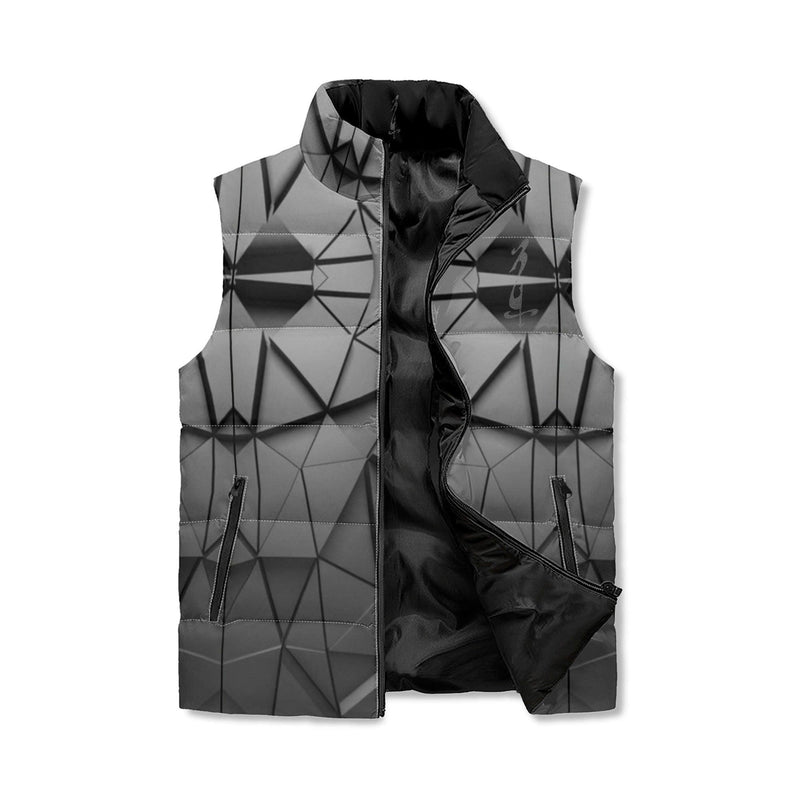 Men's Unisex Lightweight All Over Printing Stand Collar Zip Up Puffer Vest