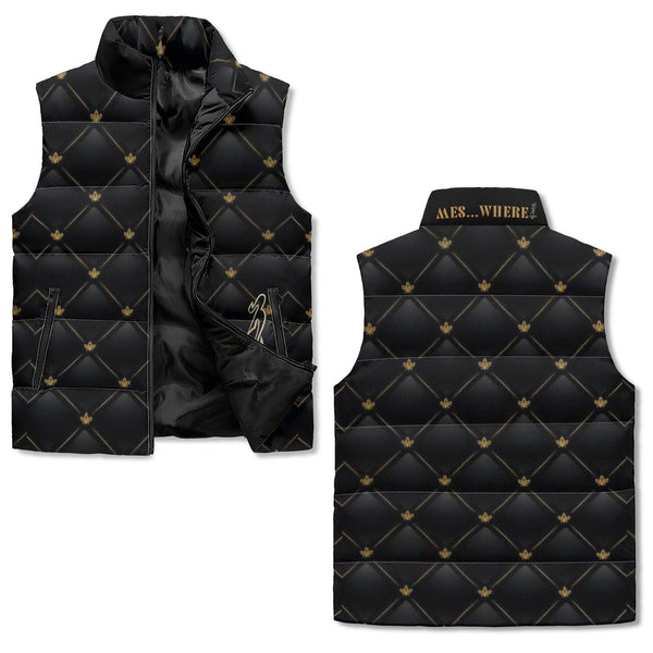Men's Unisex Lightweight All Over Printing Stand Collar Zip Up Puffer Vest