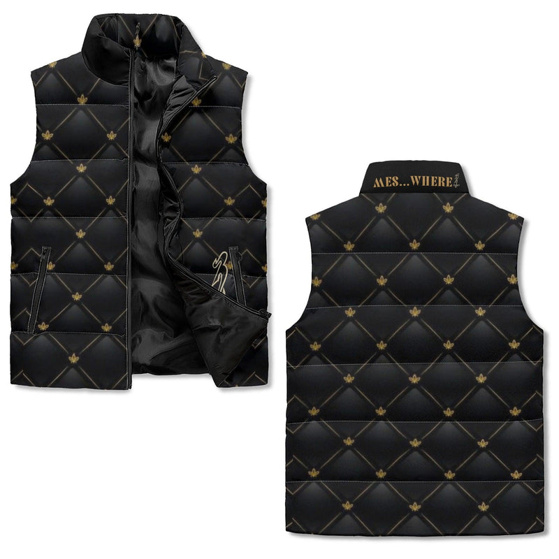 Men's Unisex Lightweight All Over Printing Stand Collar Zip Up Puffer Vest
