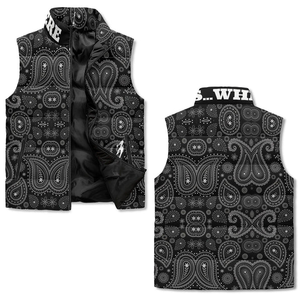 Men's Unisex Lightweight All Over Printing Stand Collar Zip Up Puffer Vest
