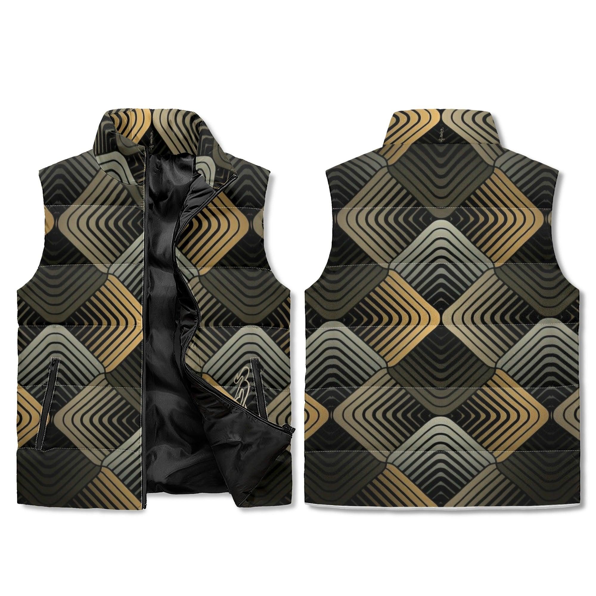 Men's Unisex Lightweight All Over Printing Stand Collar Zip Up Puffer Vest - MES...Where