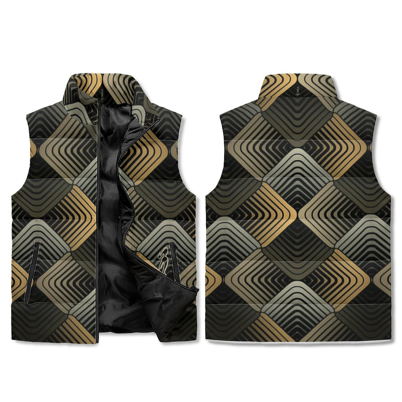 Men's Unisex Lightweight All Over Printing Stand Collar Zip Up Puffer Vest