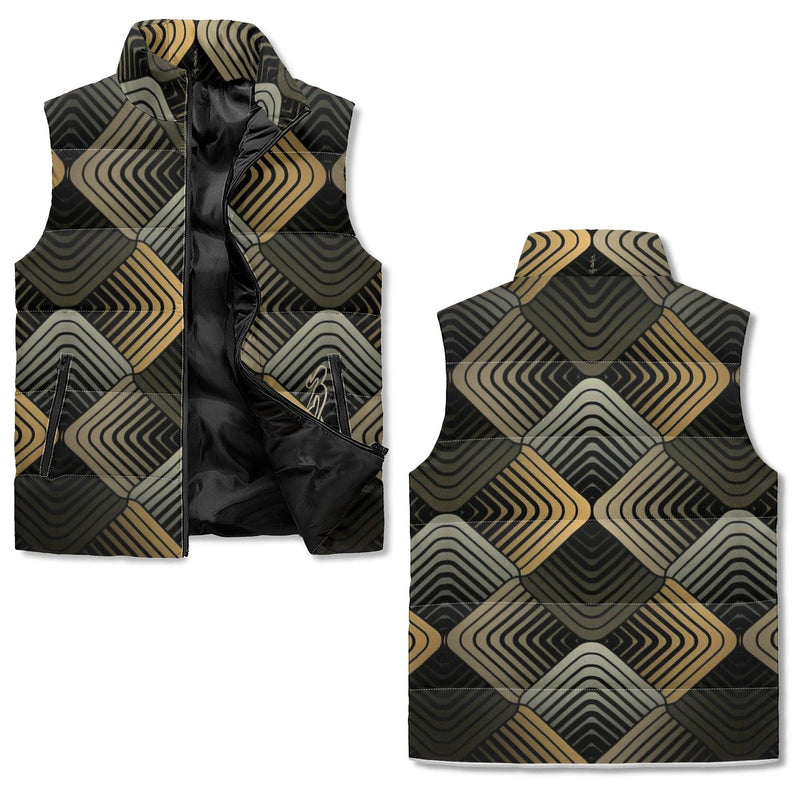 Men's Unisex Lightweight All Over Printing Stand Collar Zip Up Puffer Vest