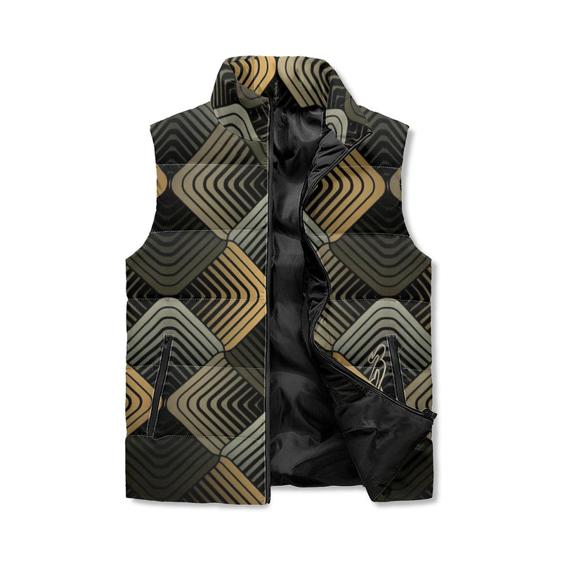Men's Unisex Lightweight All Over Printing Stand Collar Zip Up Puffer Vest